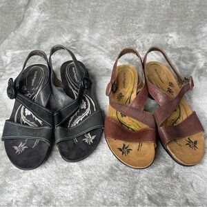 Hush Puppies Size 7 Leather Wedge Sandals Bundle Black Brown Floral Insole